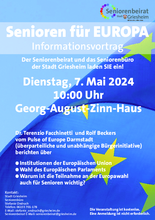 Plakat zur Veranstaltung "Senioren für Europa"