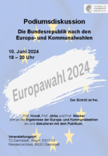 Flyer Podiumsdiskussion zu den Europawahlen